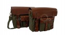 For Royal Enfield Classic 650 Genuine Leather Pannier Bags Olive With Mounting - SPAREZO